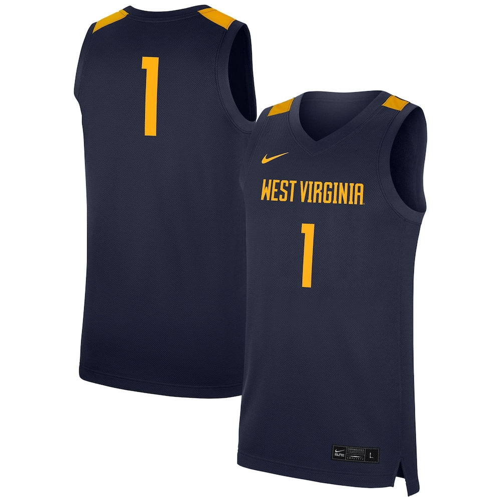 West Virginia Mountaineers #1 Replica Navy Football Jersey product image