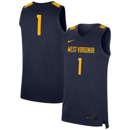 West Virginia Mountaineers #1 Replica Navy Football Jersey product image