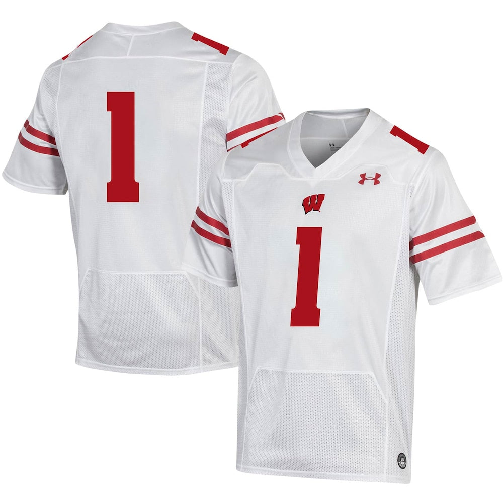 Wisconsin Badgers #1 Replica White Football Jersey product image