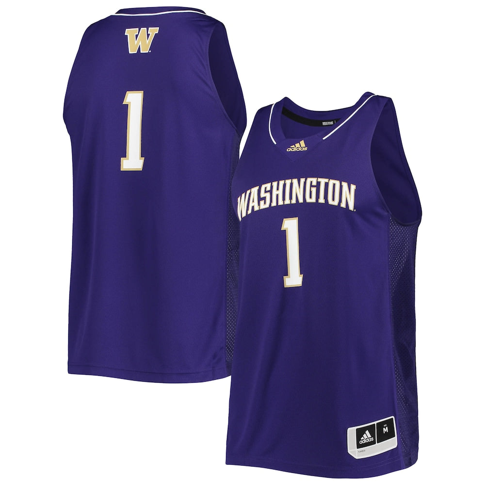 Washington Huskies #1 Swingman Purple Basketball Jersey product image
