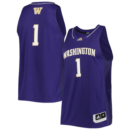 Washington Huskies #1 Swingman Purple Basketball Jersey product image