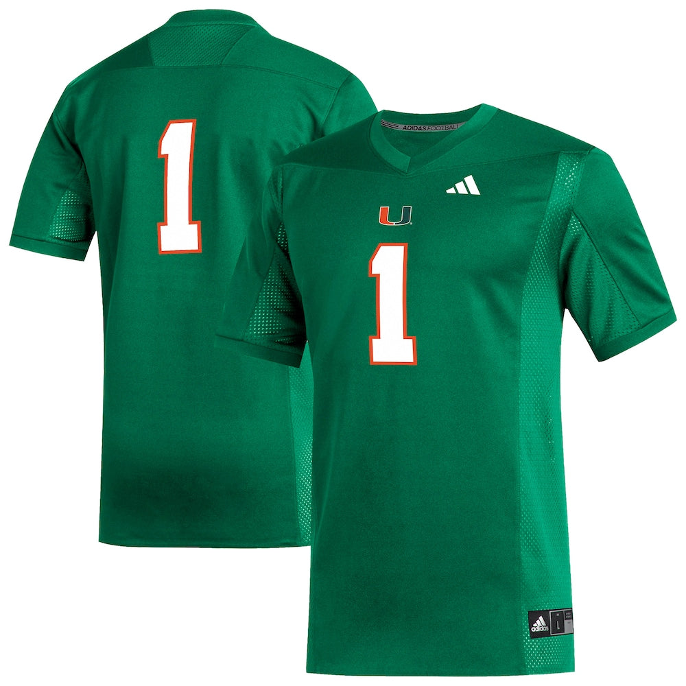 Miami Hurricanes #1 Replica Green Football Jersey product image