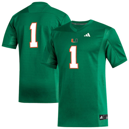 Miami Hurricanes #1 Replica Green Football Jersey product image