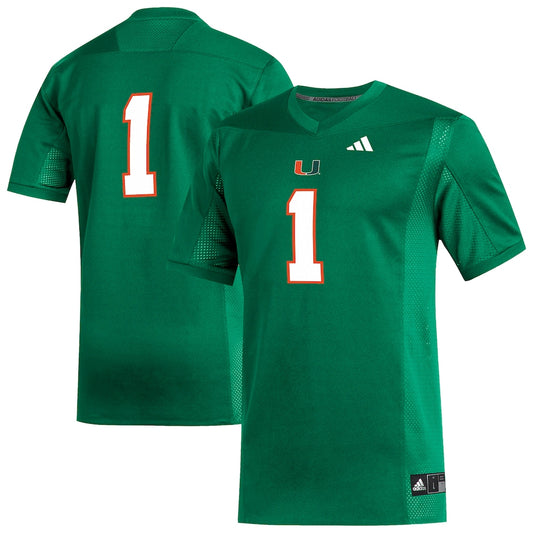 Miami Hurricanes #1 Replica Green Football Jersey product image