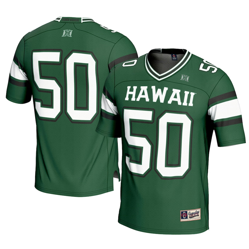 Hawaii Rainbow Warriors Gameday Greats Green Football Jersey product image