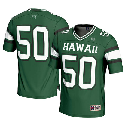 Hawaii Rainbow Warriors Gameday Greats Green Football Jersey product image