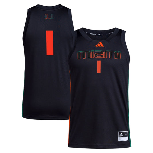 Miami Hurricanes #1 Swingman Black Football Jersey product image