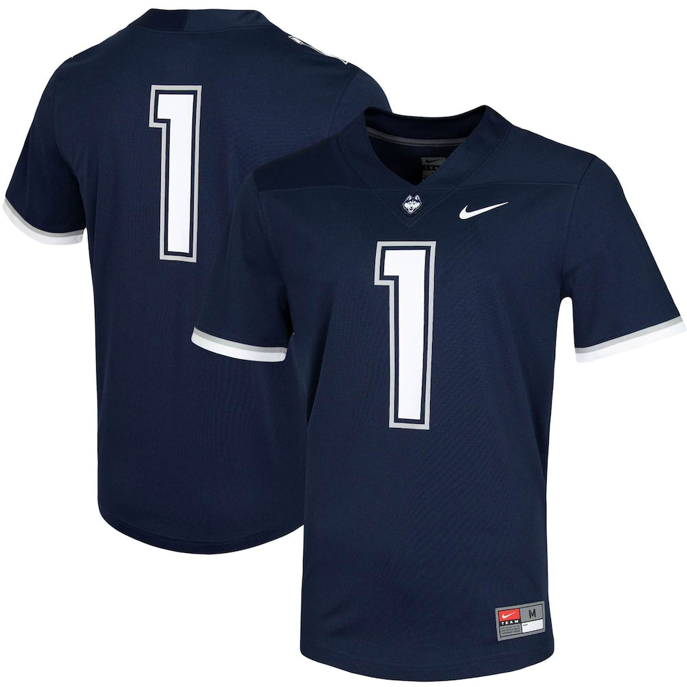 Uconn Huskies #1 Game Untouchable Navy Football Jersey product image