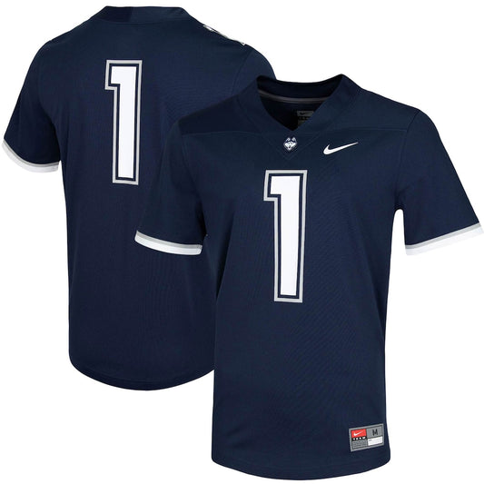 Uconn Huskies #1 Game Untouchable Navy Football Jersey product image