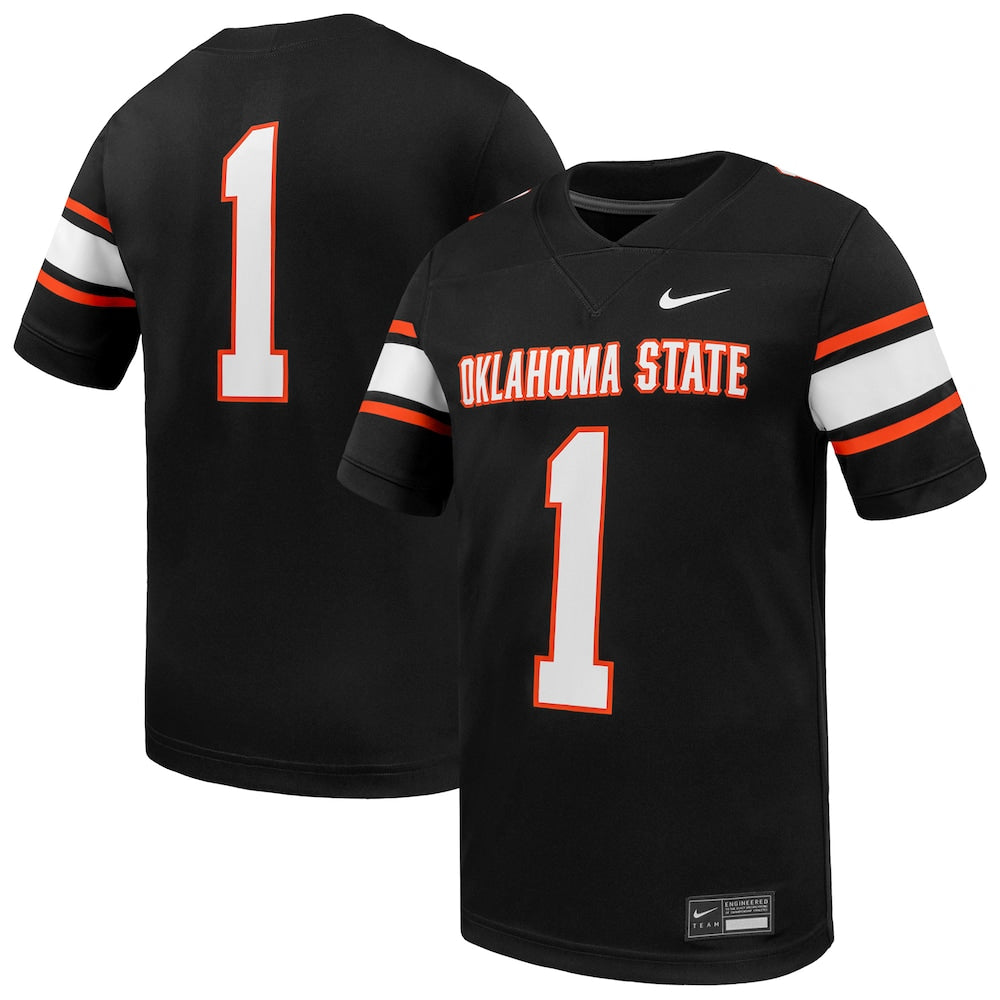 Oklahoma State Cowboys #1 1909 Replica Game Untouchable Black Football Jersey product image