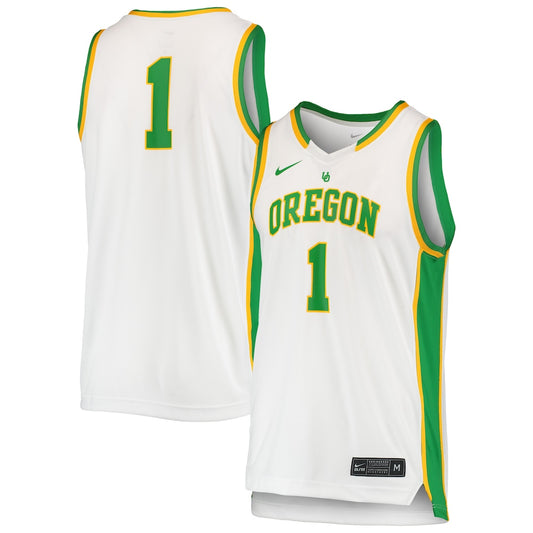 Oregon Ducks #1 Replica Throwback White Basketball Jersey product image