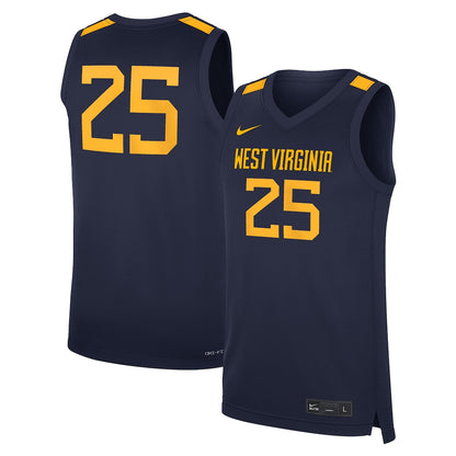 West Virginia Mountaineers #25 Replica Navy Basketball Jersey product image