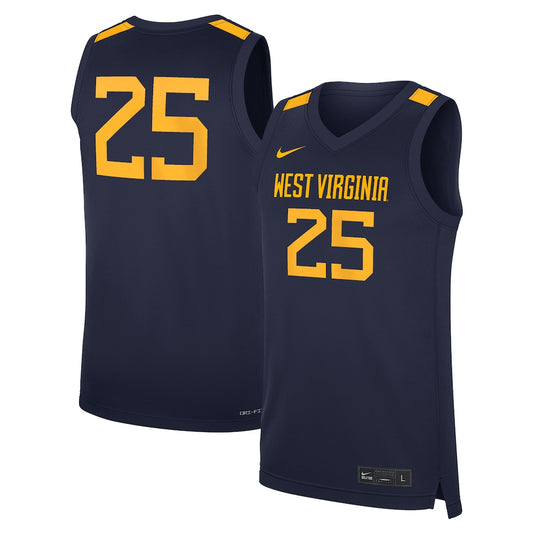 West Virginia Mountaineers #25 Replica Navy Basketball Jersey product image