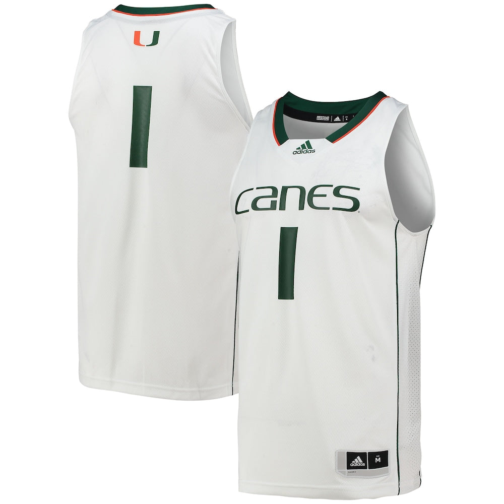 Miami Hurricanes #1 Swingman White Basketball Jersey product image