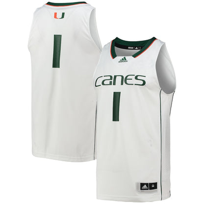 Miami Hurricanes #1 Swingman White Basketball Jersey product image