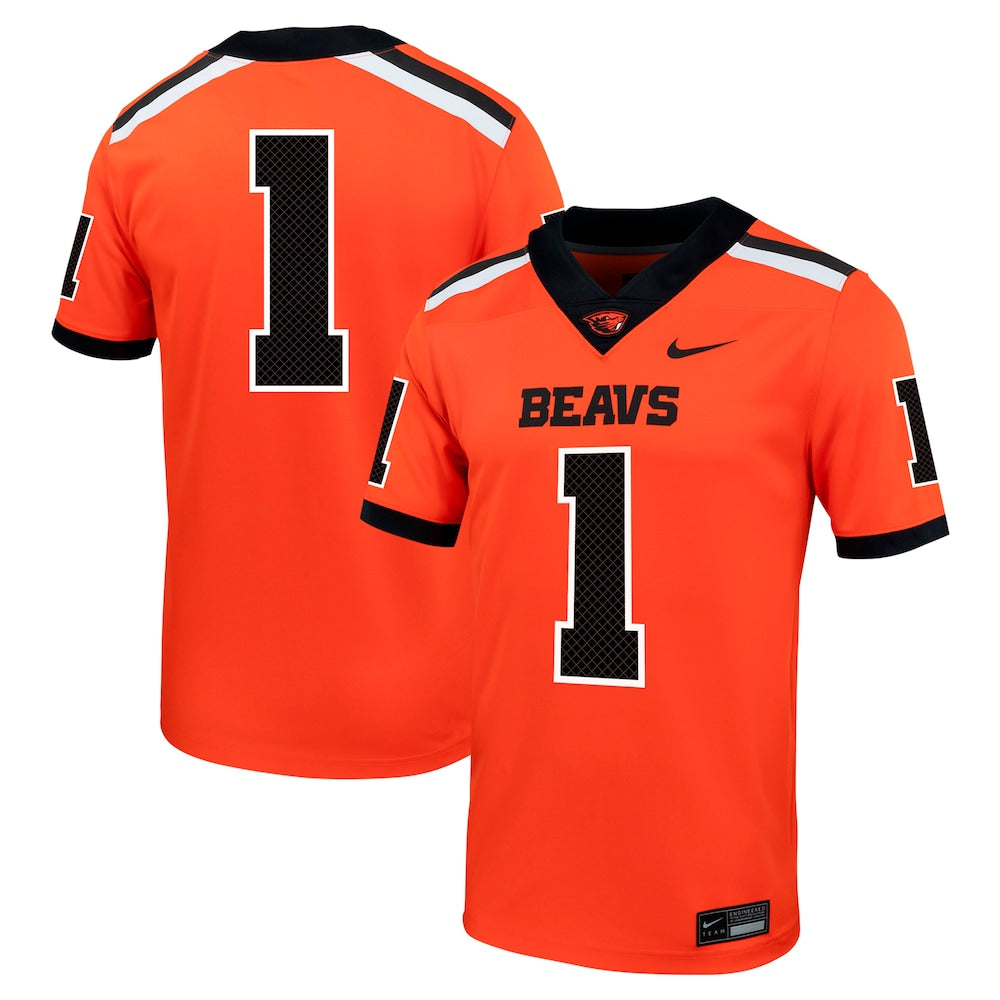 Oregon State Beavers #1 Untouchable Orange Football Jersey product image