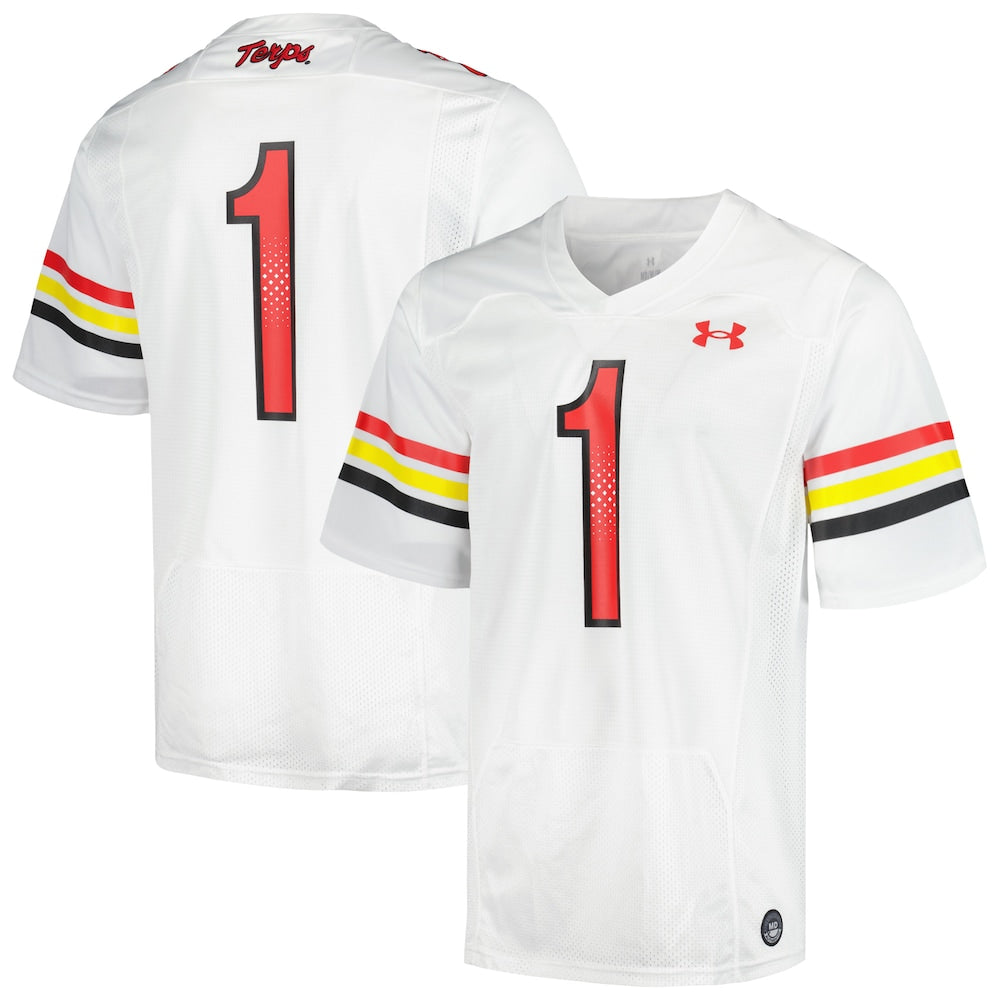 Maryland Terrapins #1 Replica White Football Jersey product image