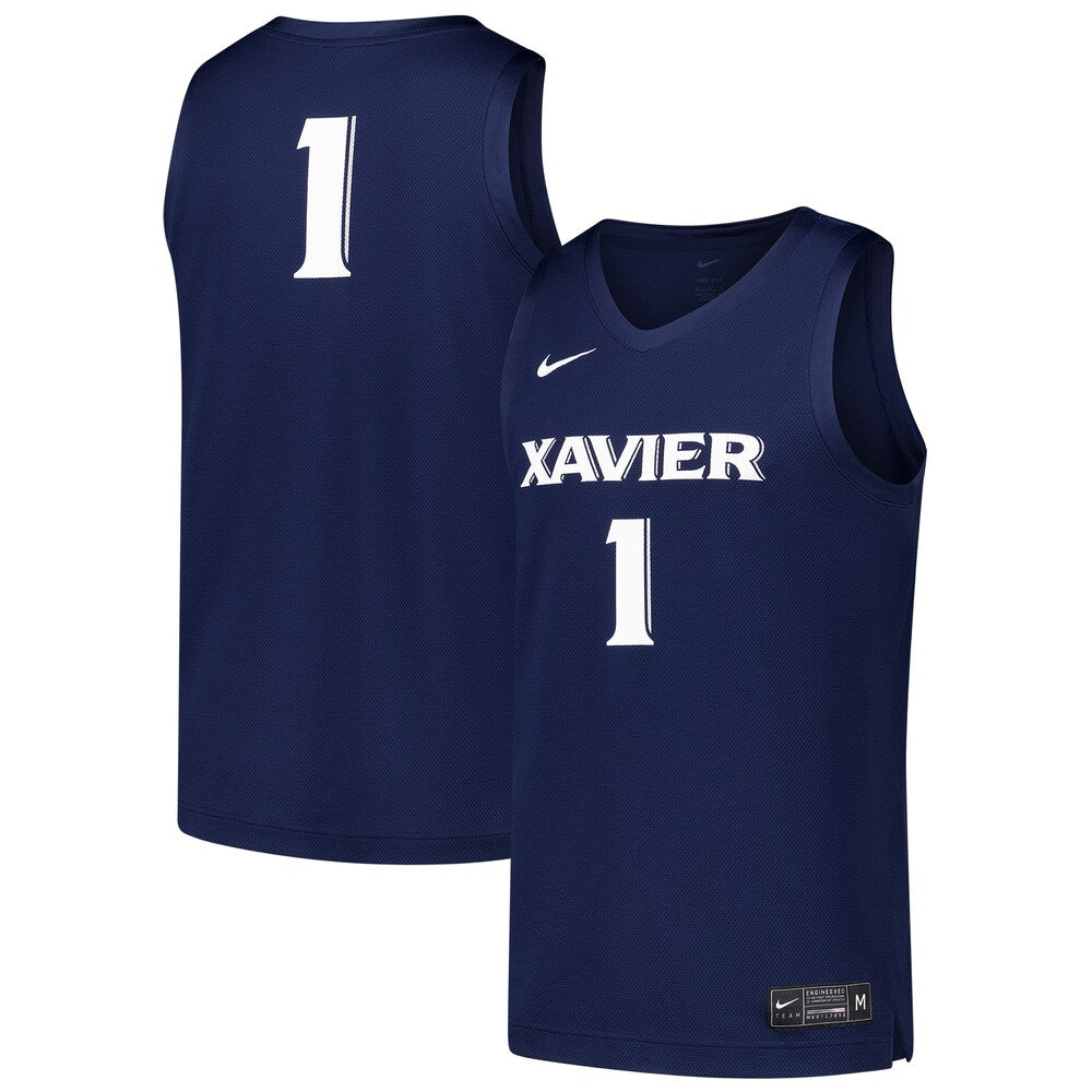 Xavier Musketeers #1 Replica Navy Basketball Jersey product image