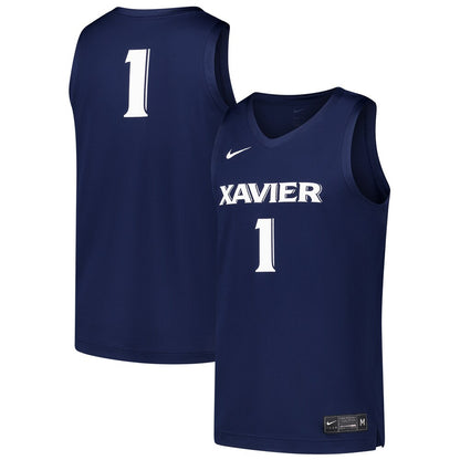Xavier Musketeers #1 Replica Navy Basketball Jersey product image