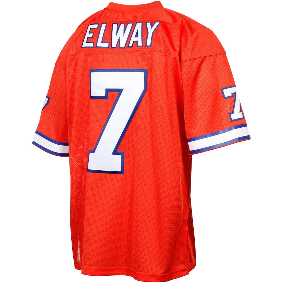 Denver Broncos John Elway Silver Throwback Orange Football Jersey product image