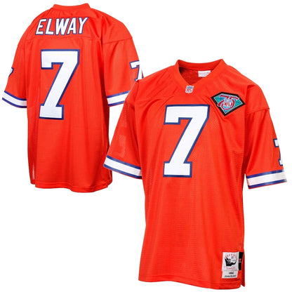 Denver Broncos John Elway Silver Throwback Orange Football Jersey product image