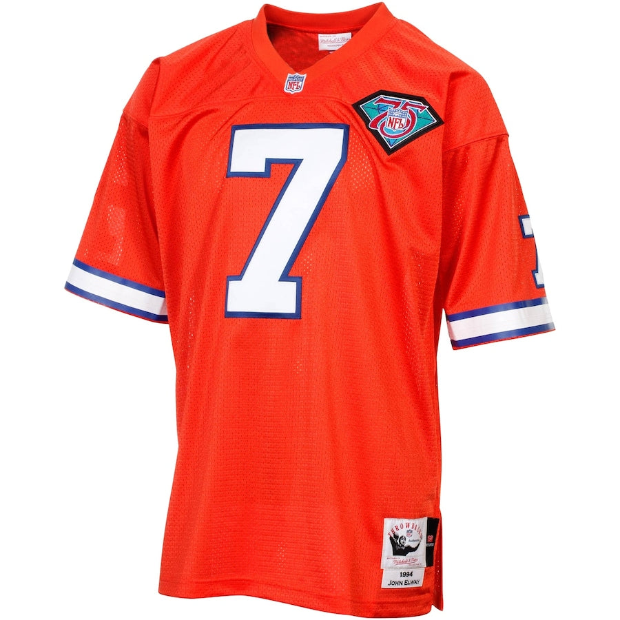 Denver Broncos John Elway Silver Throwback Orange Football Jersey product image