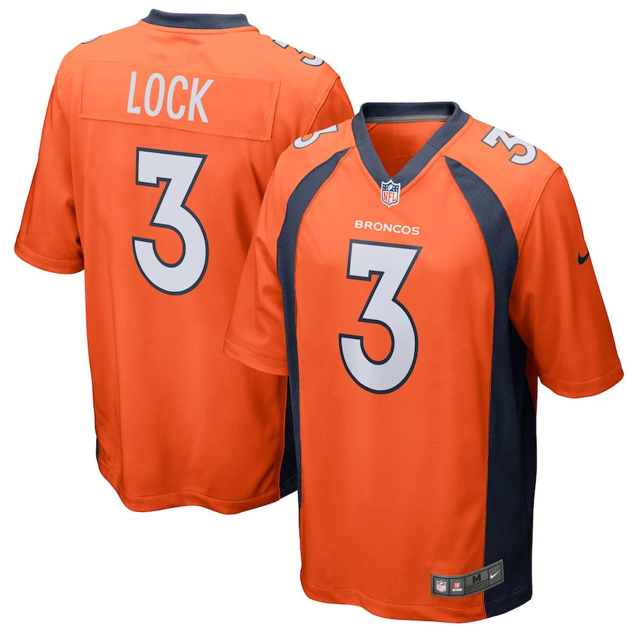 Denver Broncos Drew Lock Game Orange Football Jersey product image