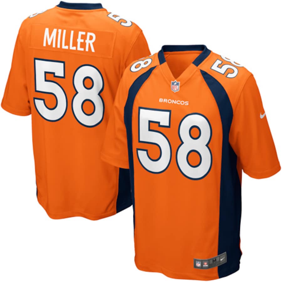 Denver Broncos Von Miller Game Orange Football Jersey product image