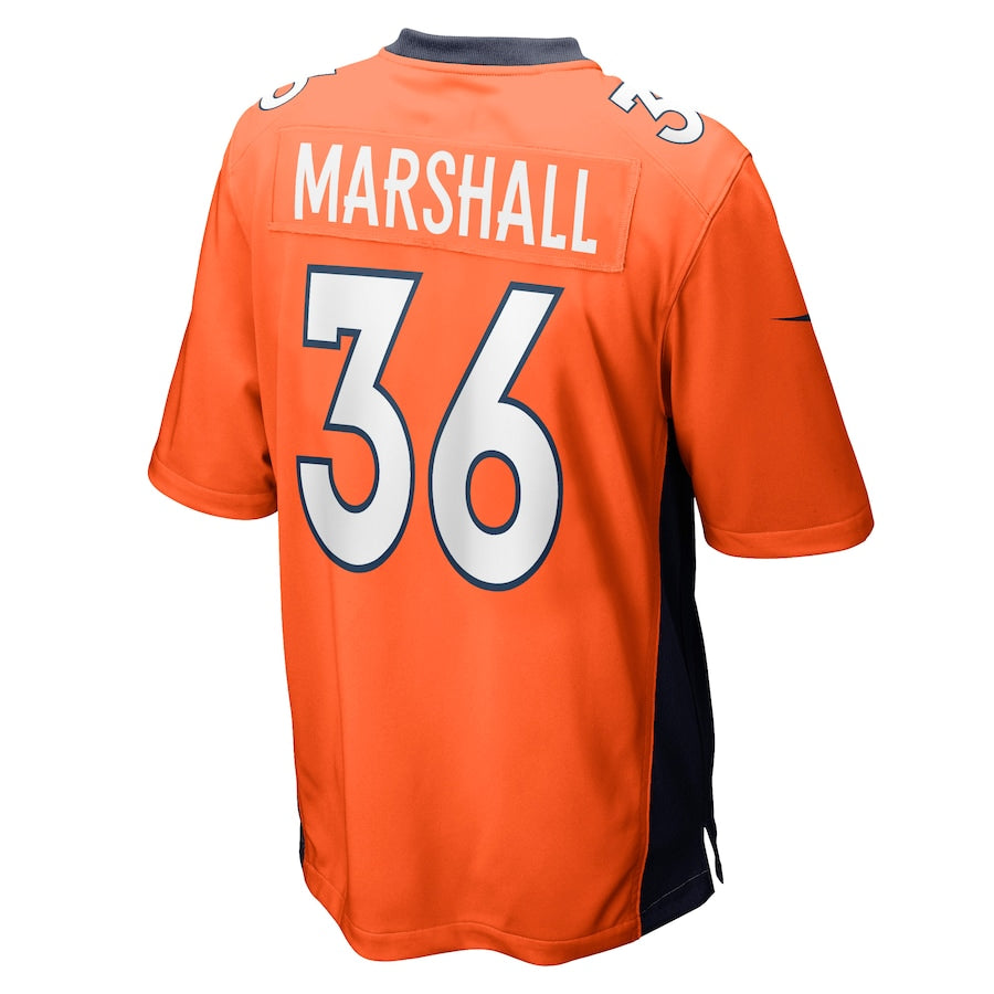 Denver Broncos Trey Marshall Game Orange Football Jersey product image