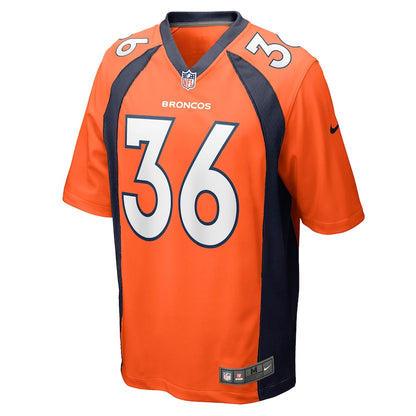 Denver Broncos Trey Marshall Game Orange Football Jersey product image
