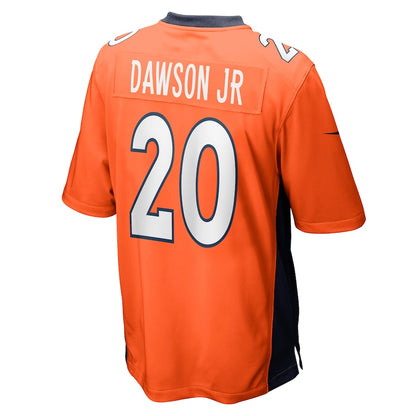 Denver Broncos Duke Dawson Jr. Game Orange Football Jersey product image