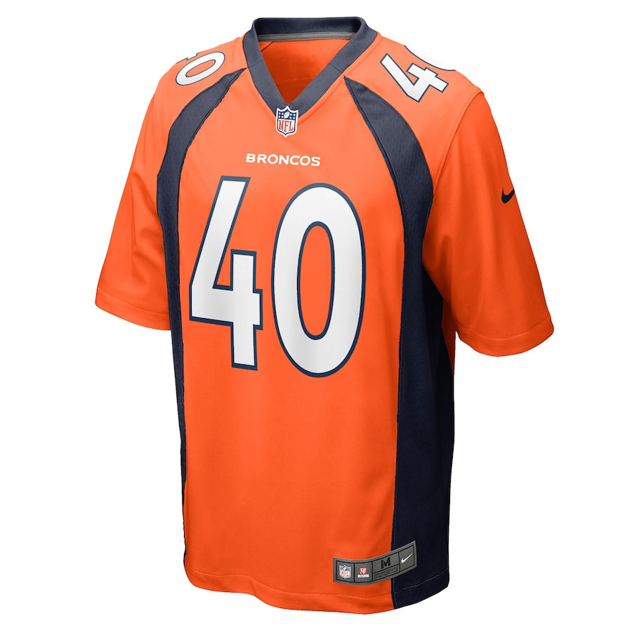 Denver Broncos Justin Strnad Game Orange Football Jersey product image