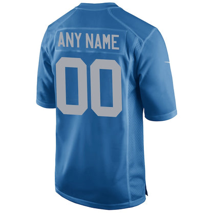Detroit Lions Blue Custom Throwback Game Blue Football Jersey product image