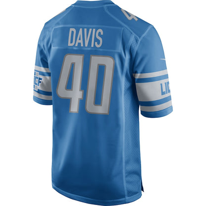 Detroit Lions Jarrad Davis Game Blue Football Jersey product image