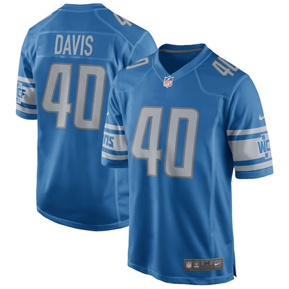 Detroit Lions Jarrad Davis Game Blue Football Jersey product image