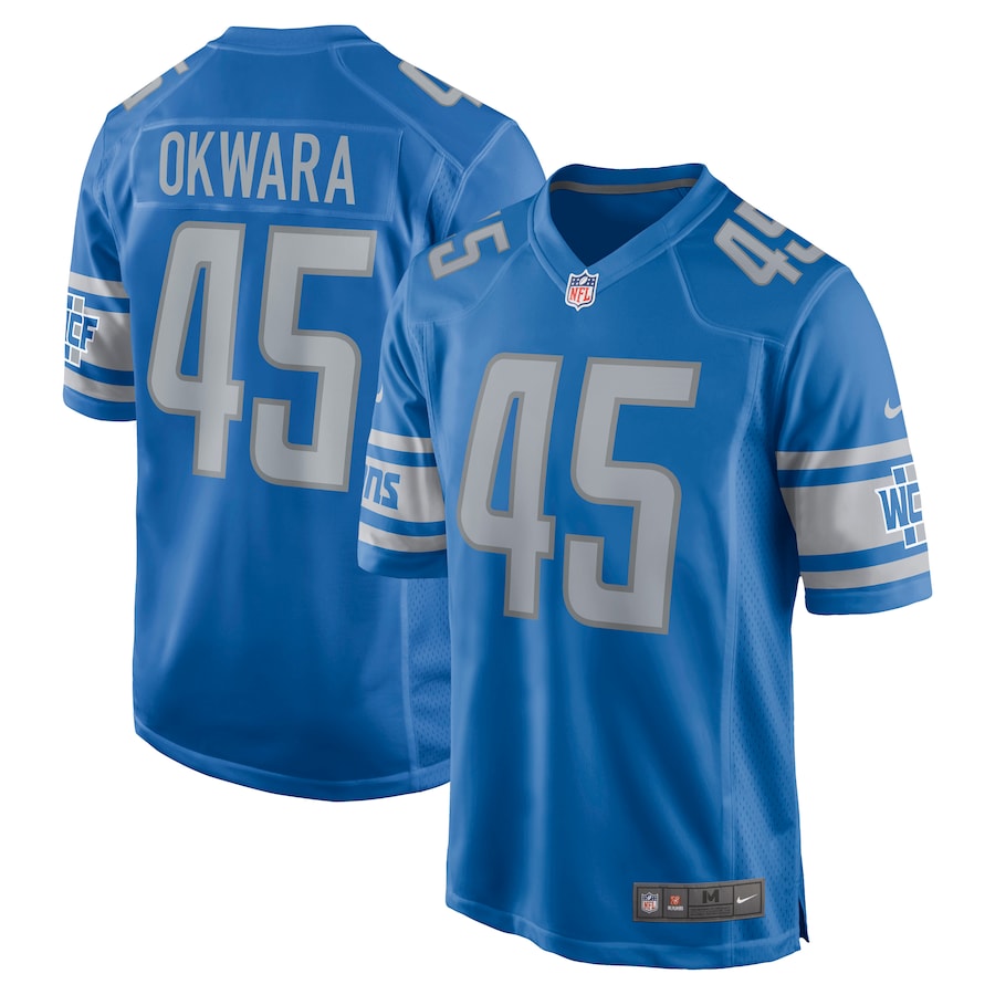 Detroit Lions Julian Okwara Game Blue Football Jersey product image