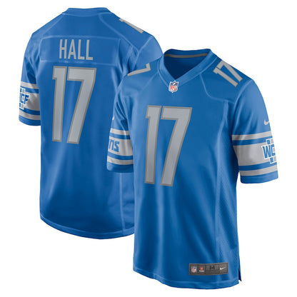 Detroit Lions Marvin Hall Game Blue Football Jersey product image