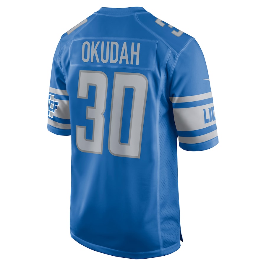 Detroit Lions Jeff Okudah Game Blue Football Jersey product image