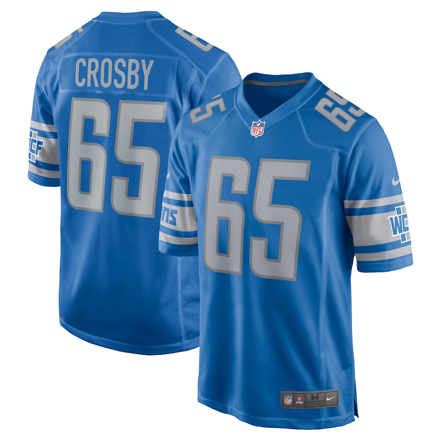 Detroit Lions Tyrell Crosby Game Blue Football Jersey product image
