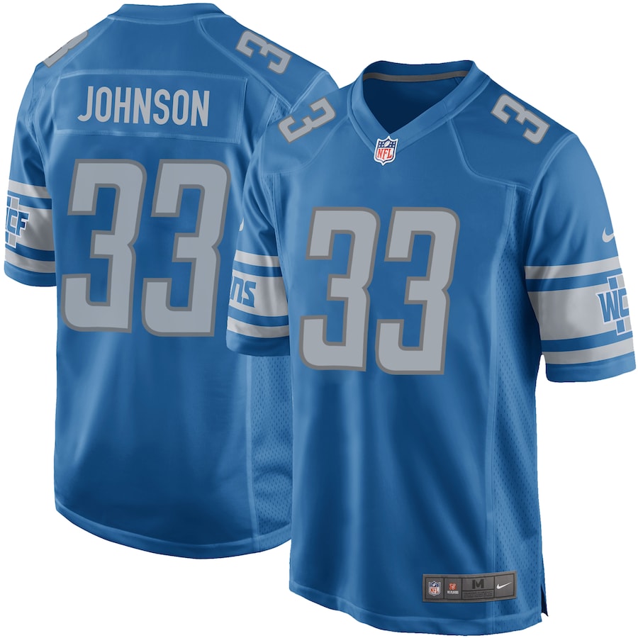 Detroit Lions Kerryon Johnson Game Blue Football Jersey product image