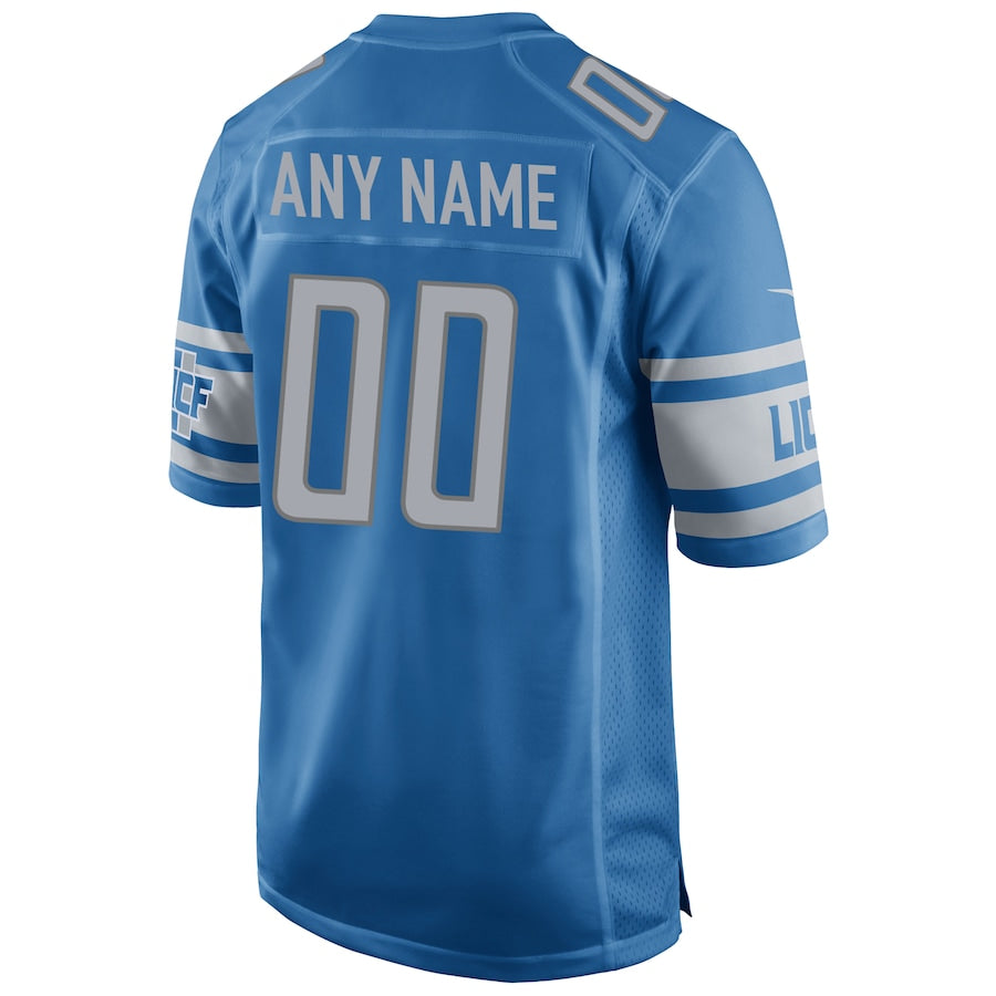 Detroit Lions Blue Custom Game Team Color Blue Football Jersey product image