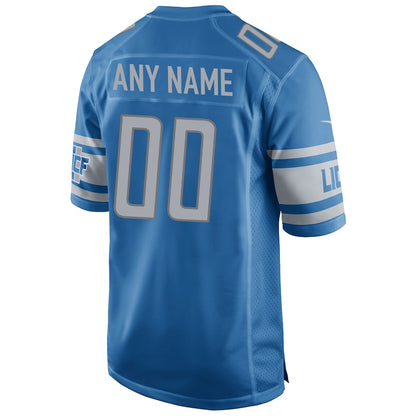 Detroit Lions Blue Custom Game Team Color Blue Football Jersey product image