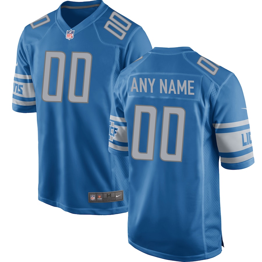 Detroit Lions Blue Custom Game Team Color Blue Football Jersey product image