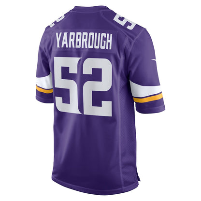 Minnesota Vikings Eddie Yarbrough Game Purple Football Jersey product image
