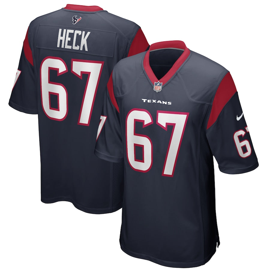 Houston Texans Charlie Heck Game Navy Football Jersey product image