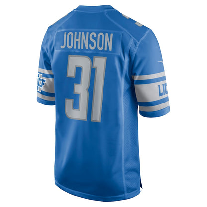 Detroit Lions Ty Johnson Game Blue Football Jersey product image