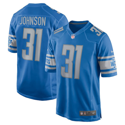 Detroit Lions Ty Johnson Game Blue Football Jersey product image