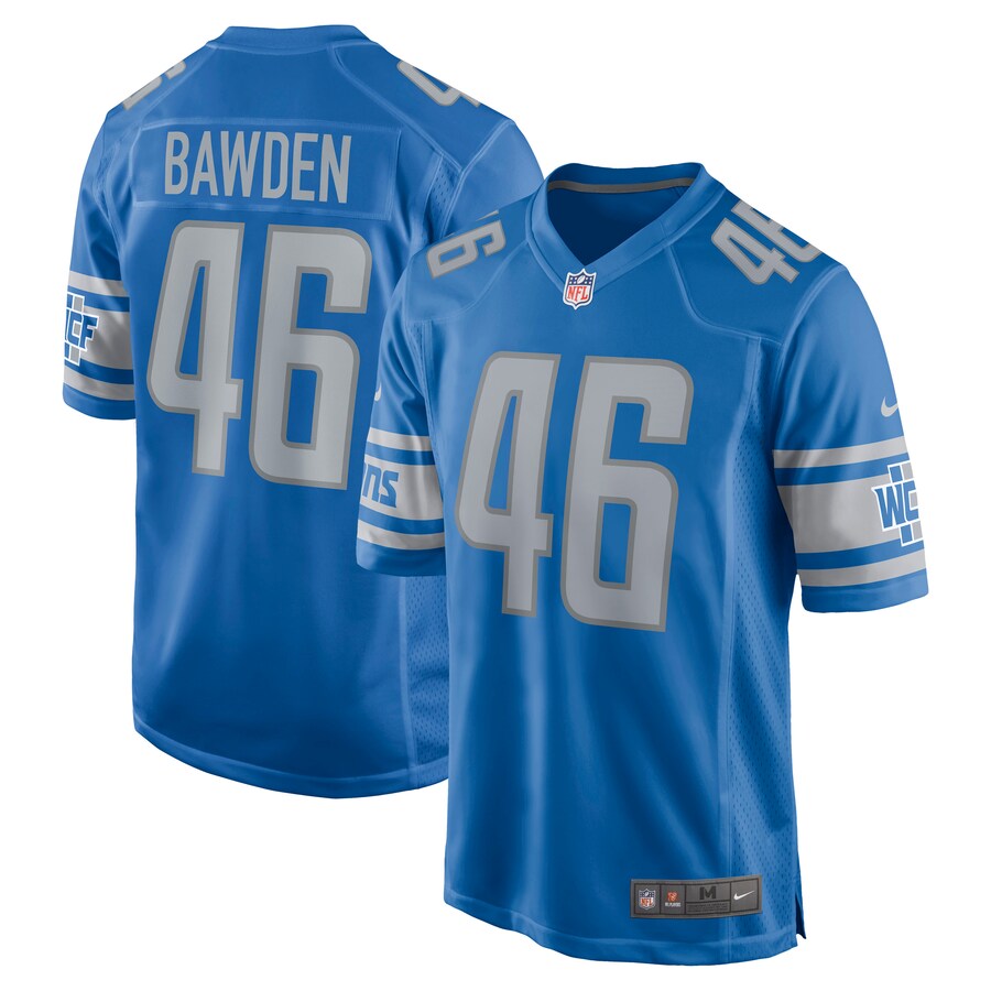 Detroit Lions Nick Bawden Game Blue Football Jersey product image