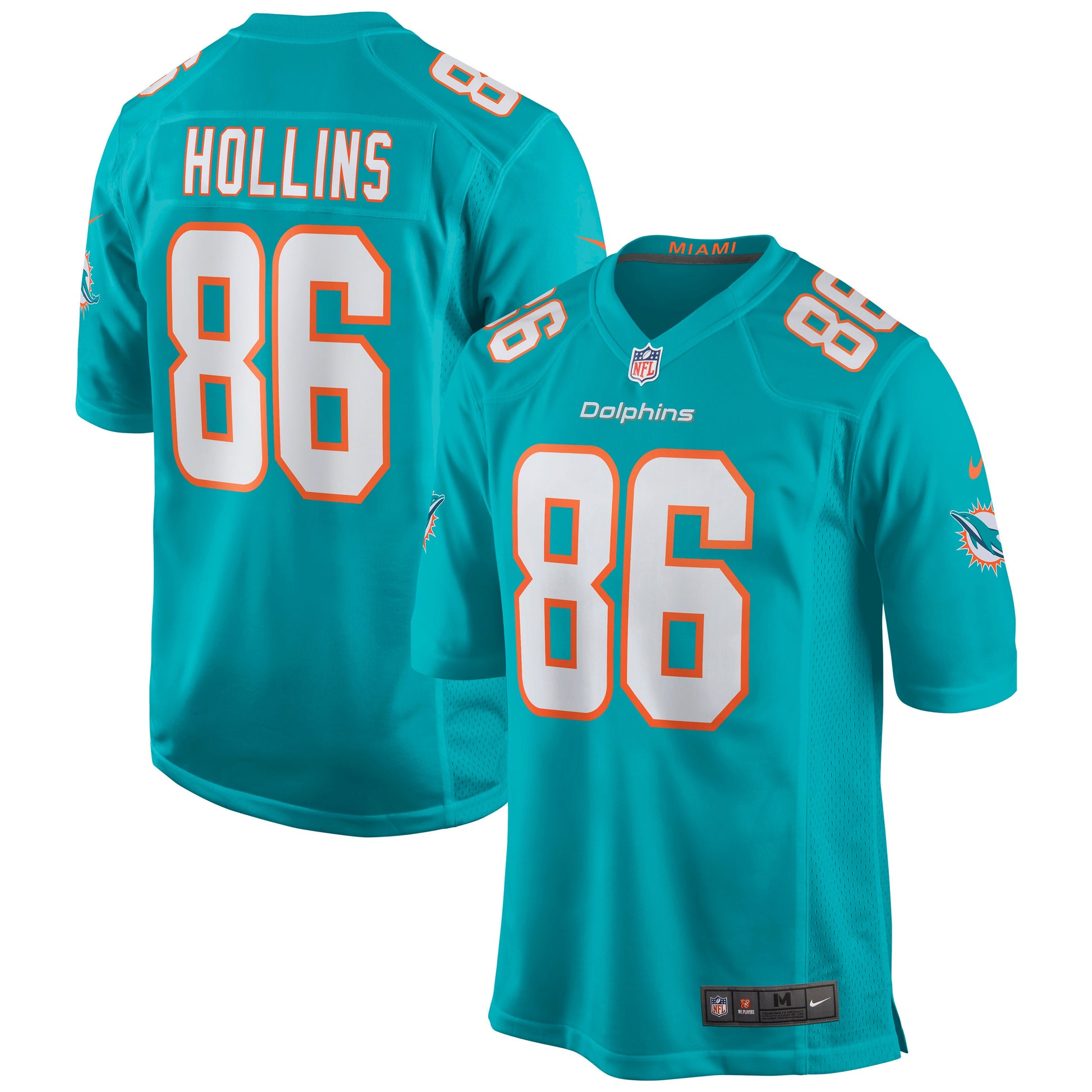 Miami Dolphins Mack Hollins Game Aqua Football Jersey product image