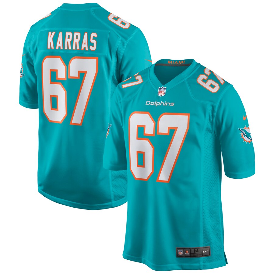 Miami Dolphins Ted Karras Game Aqua Football Jersey product image